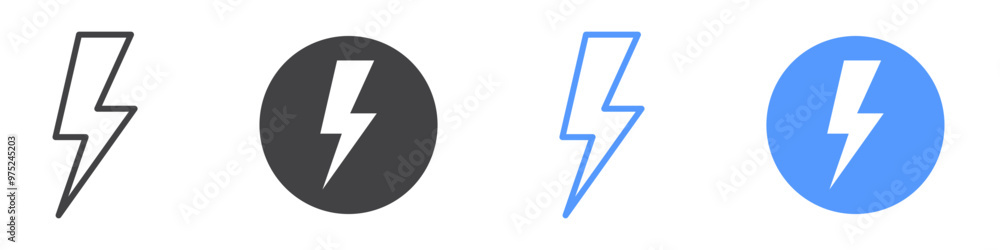 Thunder bolt icon flat line symbol set. Thunder bolt icon flat line symbol set.