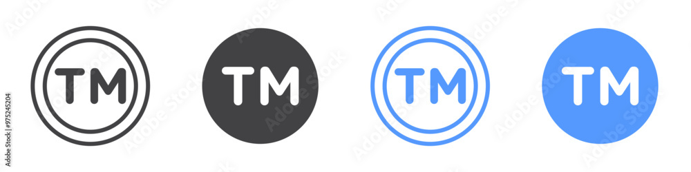 TM trademark icon flat line symbol set. TM trademark icon flat line symbol set.