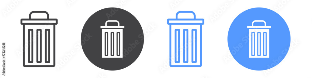 Trash icon flat line symbol set. Trash icon flat line symbol set.