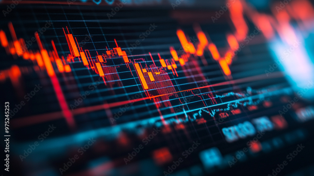 Dynamic stock market analysis with vibrant candlestick chart showcasing trading activity Dynamic stock market analysis with vibrant candlestick chart showcasing trading activity