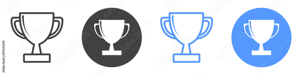 Trophy icon flat line symbol set. Trophy icon flat line symbol set.