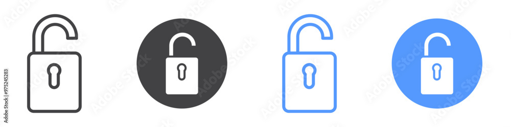 Unlock icon flat line symbol set. Unlock icon flat line symbol set.