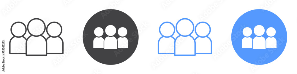Users icon flat line symbol set. Users icon flat line symbol set.