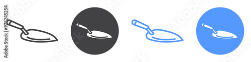 Trowel icon flat line symbol set.