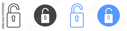 Unlock icon flat line symbol set.