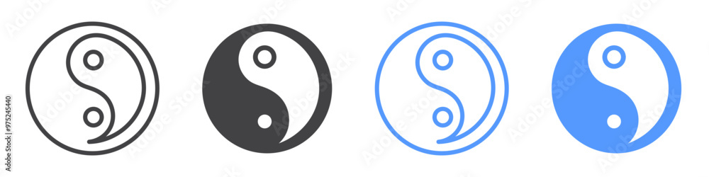 Yin yang icon flat line symbol set. Yin yang icon flat line symbol set.