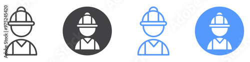 Worker icon flat line symbol set.