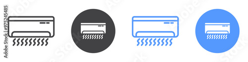 Air conditioner icon flat line symbol set.