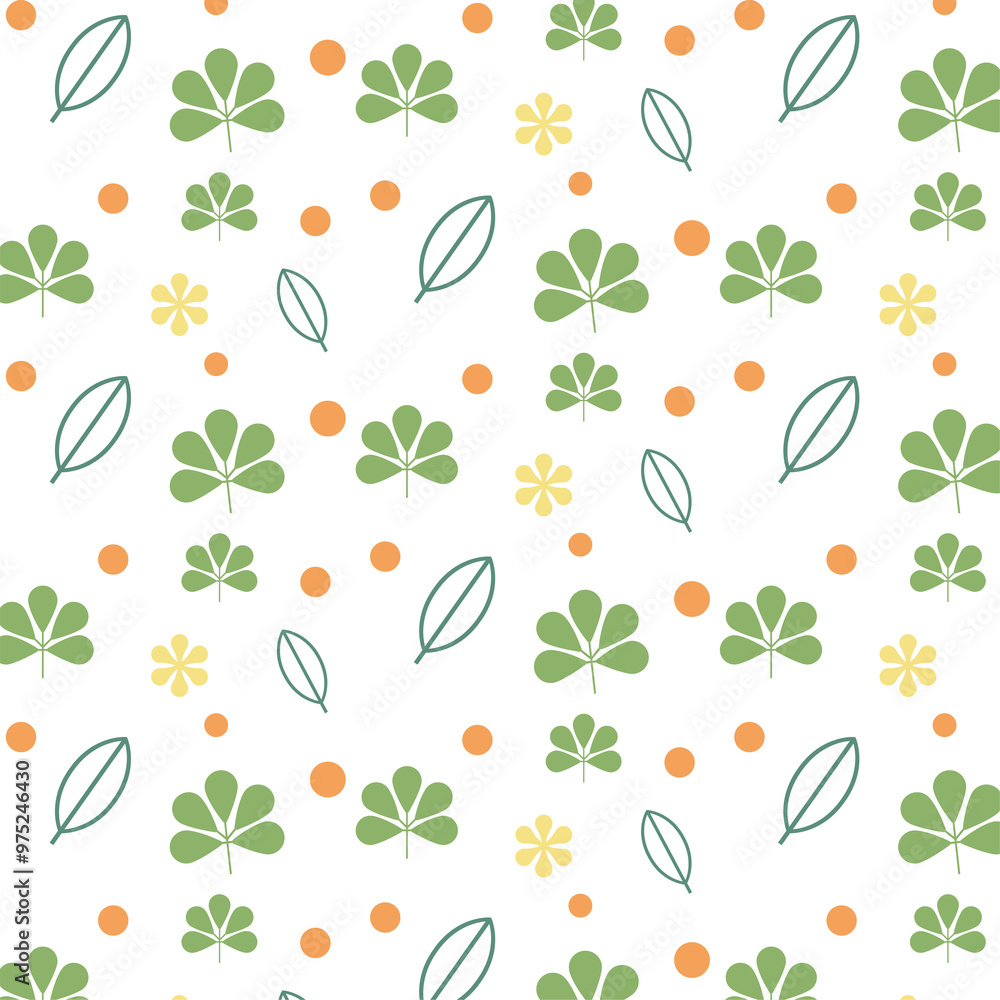 Floral and Leaves Seamless Pattern Floral and Leaves Seamless Pattern