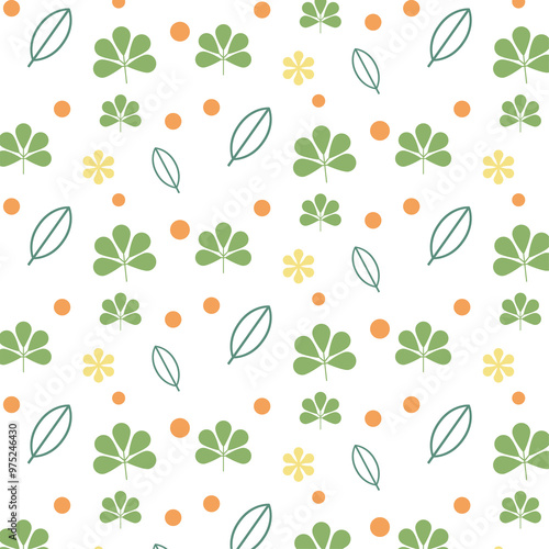 Floral and Leaves Seamless Pattern