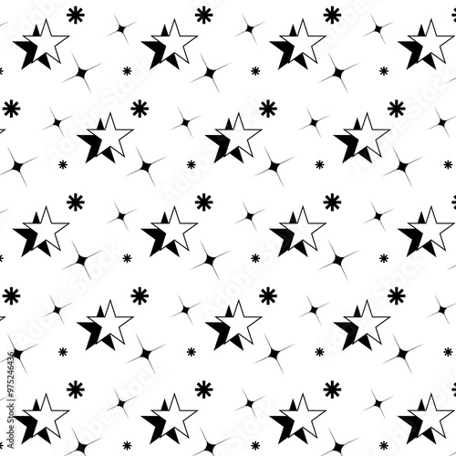 Monochrome Stars Seamless Pattern