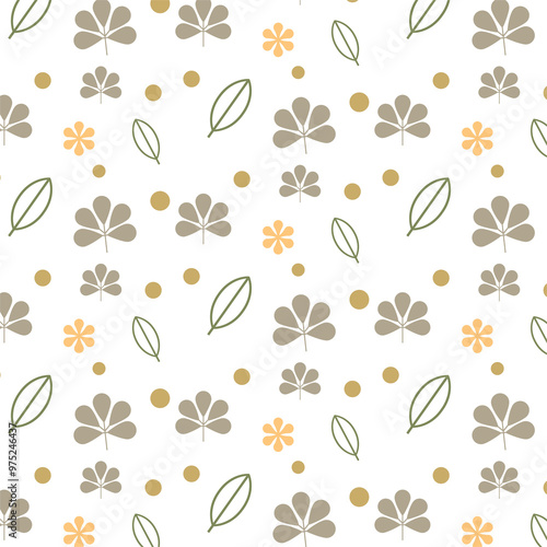 Floral and Leaves Seamless Pattern
