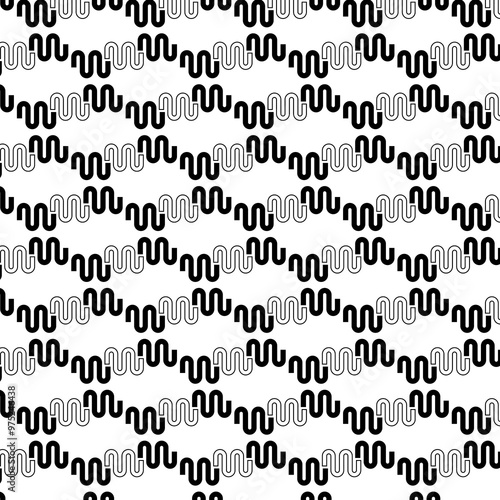 Monochrome Geometric Chain Seamless Pattern