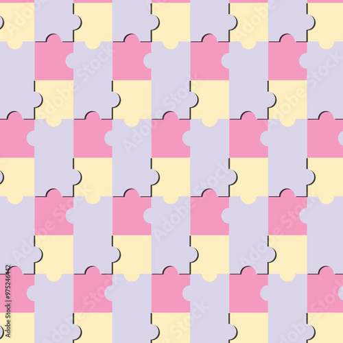 Geometric Puzzle Pastel Seamless Pattern