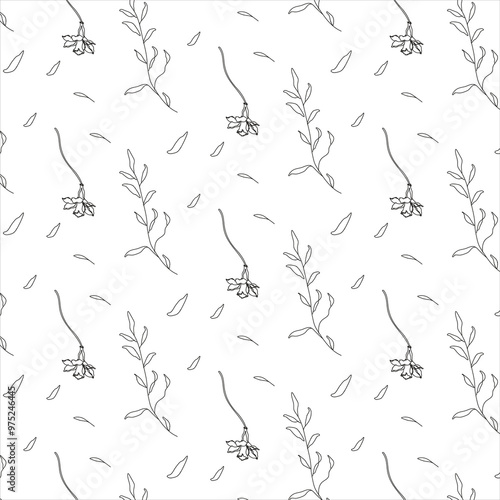 Floral and Leaves Seamless Pattern