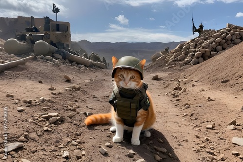 Wallpaper Mural orange cat in world war 3 wearing protection armor. survival for fittest. Generative AI Torontodigital.ca