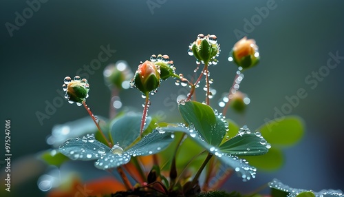 Delicate tiny florets adorned with morning dew in a botanic wonderland photo