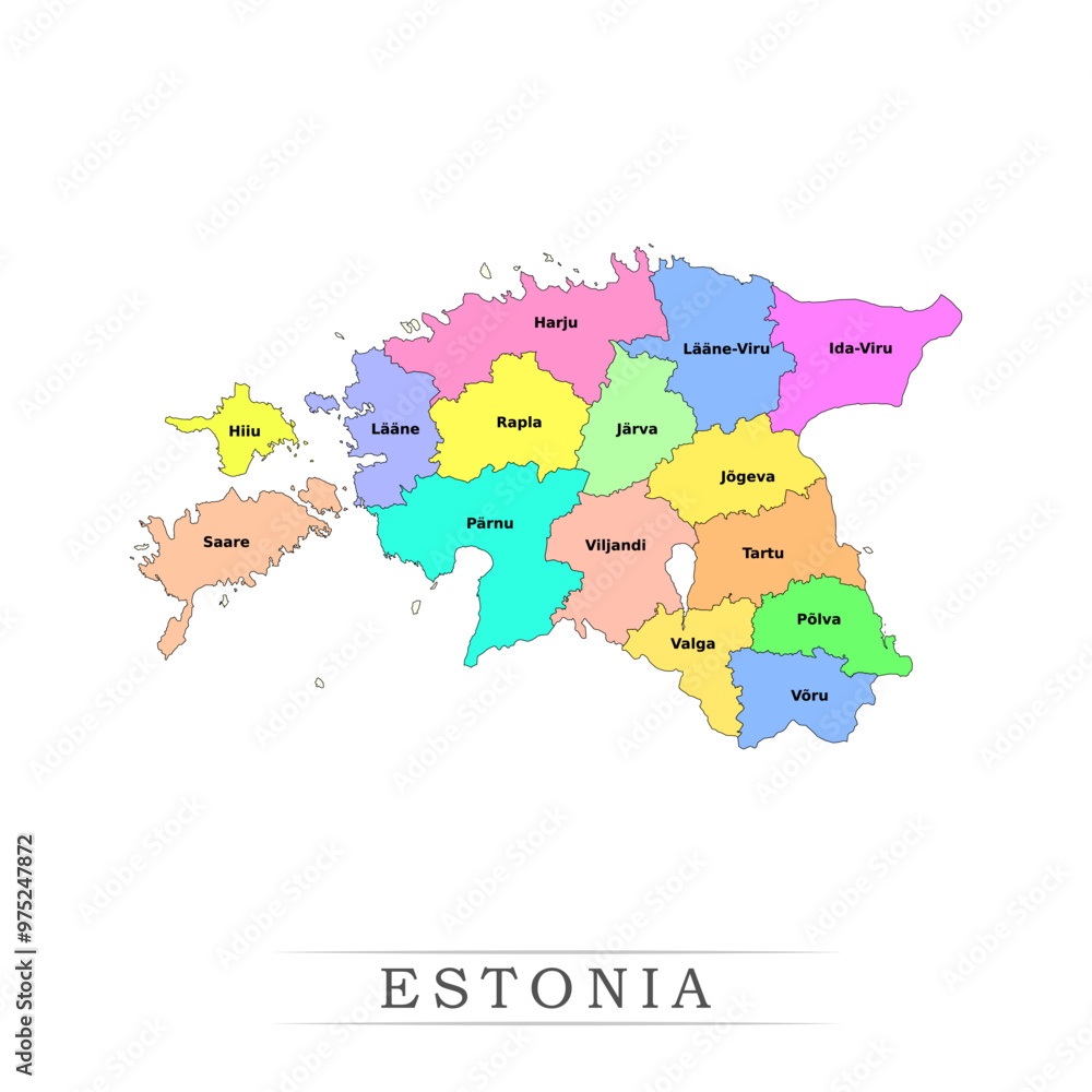 Naklejka premium Estonia administrative divisions. Estonia map illustration vector.