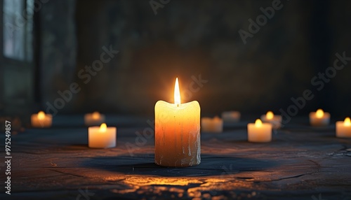 Bright candle illuminating darkness, symbolizing hope and distinction amidst shadows