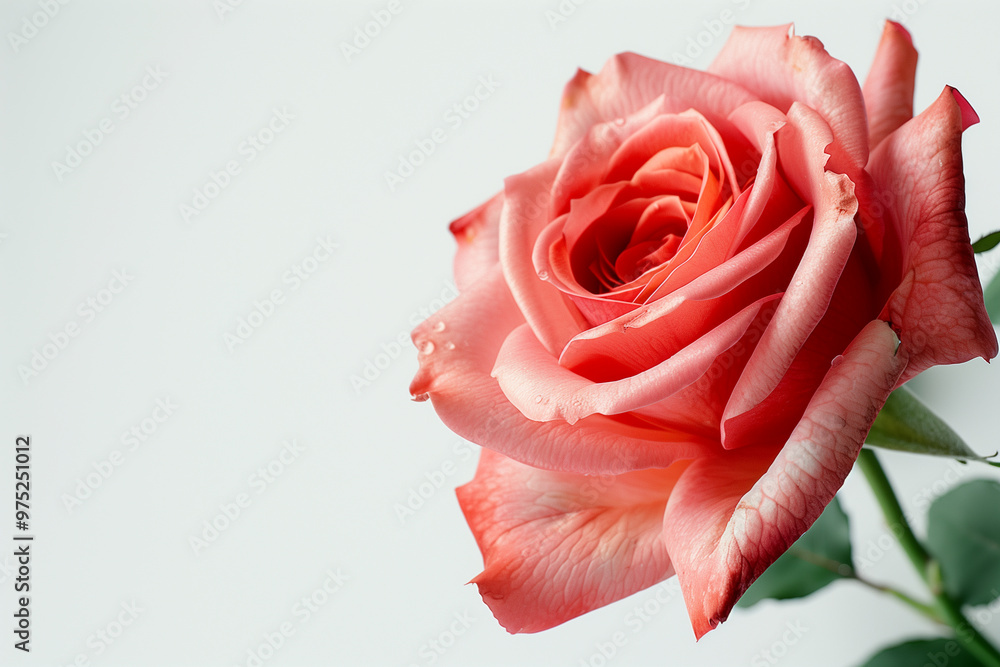 Single Rose on Clean Solid Background