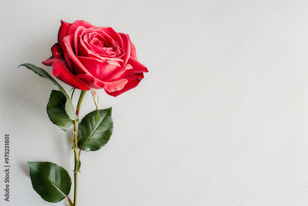 Single Rose on Clean Solid Background Single Rose on Clean Solid Background