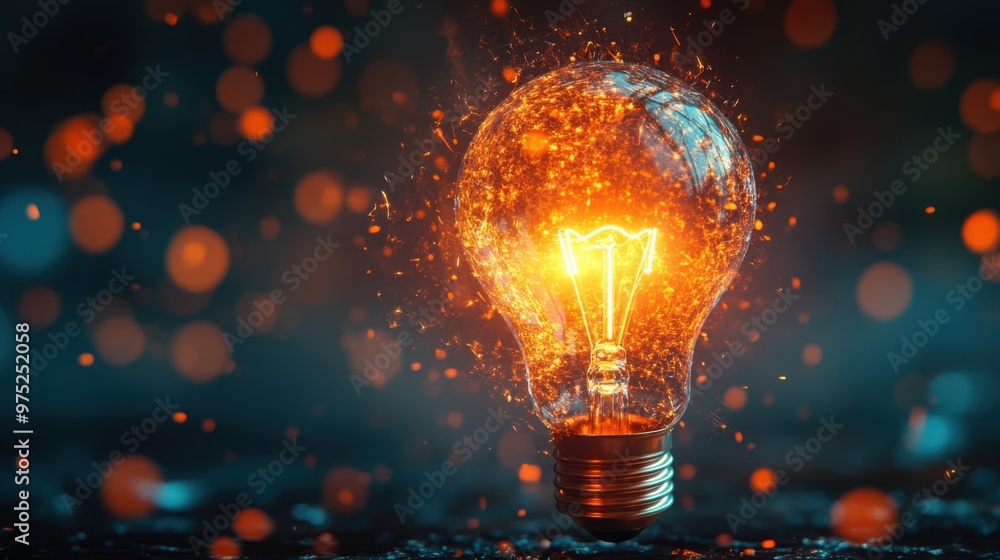 Illuminating Creativity - Glowing Lightbulb Shattering into Vibrant Beams of Light Symbolizing Birth of Creative Idea Illuminating Creativity - Glowing Lightbulb Shattering into Vibrant Beams of Light Symbolizing Birth of Creative Idea