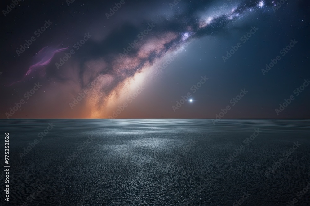 Solitary Tar Surface Beneath a Midnight Nebula and Cosmic Glow Solitary Tar Surface Beneath a Midnight Nebula and Cosmic Glow