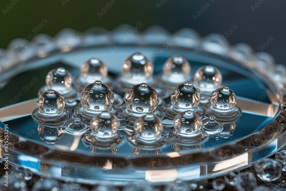 Dew Drops Clustered on a Transparent Surface for Stunning Visuals Dew Drops Clustered on a Transparent Surface for Stunning Visuals