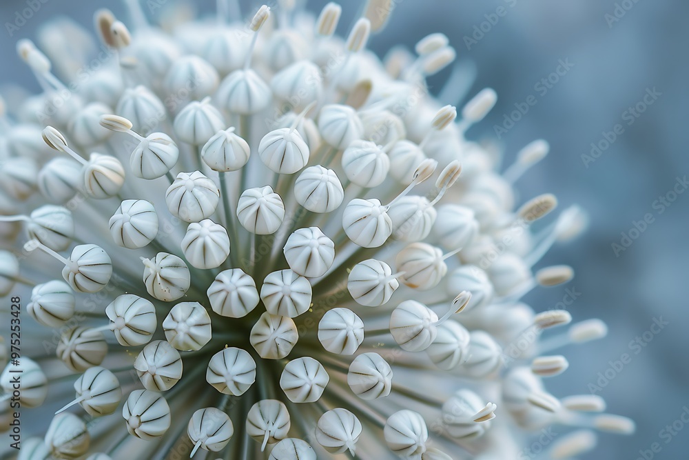Close up of white onion flower blossom with bokeh background Close up of white onion flower blossom with bokeh background