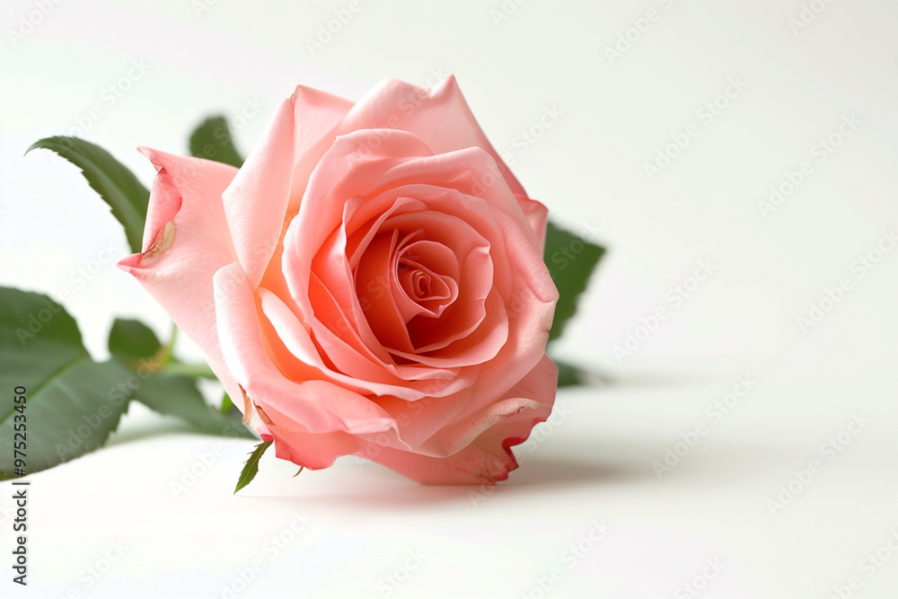 Single Rose on Clean Solid Background Single Rose on Clean Solid Background