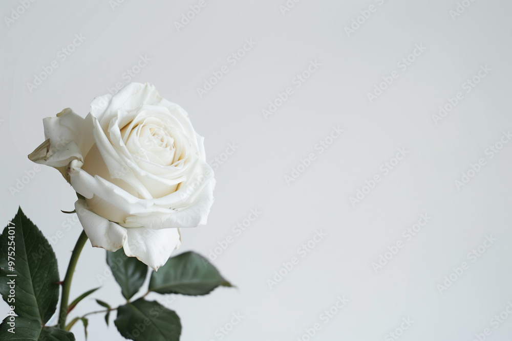 Fototapeta premium Single Rose on Clean Solid Background