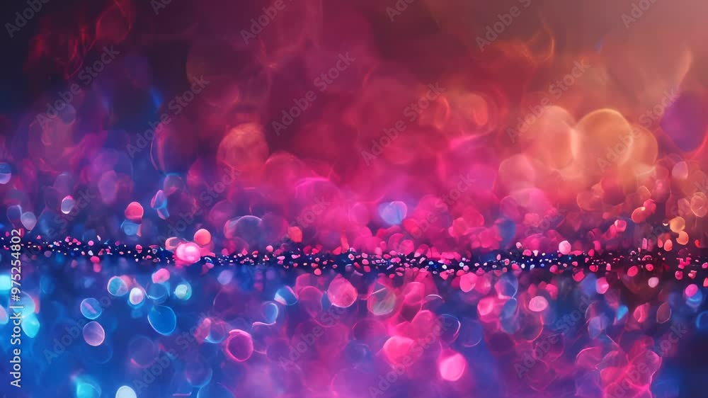 A stunning array of vibrant pink and blue bokeh lights, creating a magical and festive atmosphere with soft focus.