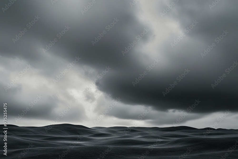Abstract Gray Landscape with Cloudy Textures and Dimensional Depth