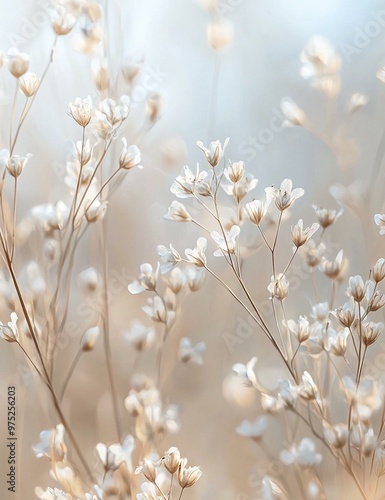 Grasses in Foreground with Blurred Light Beige Background