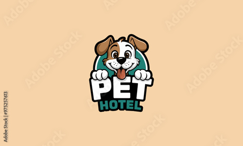 Friendly dog mascot for a pet hotel logo.