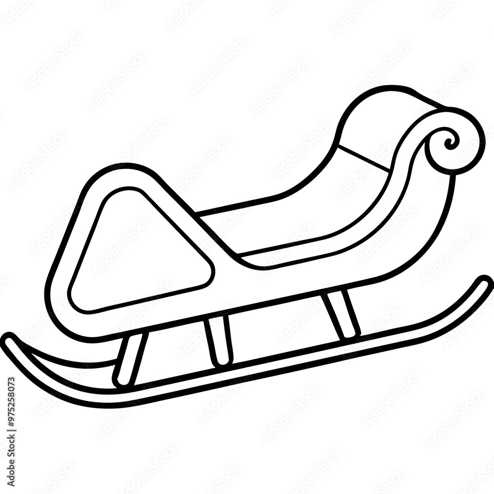 winter sledge outline coloring book page line art drawing
