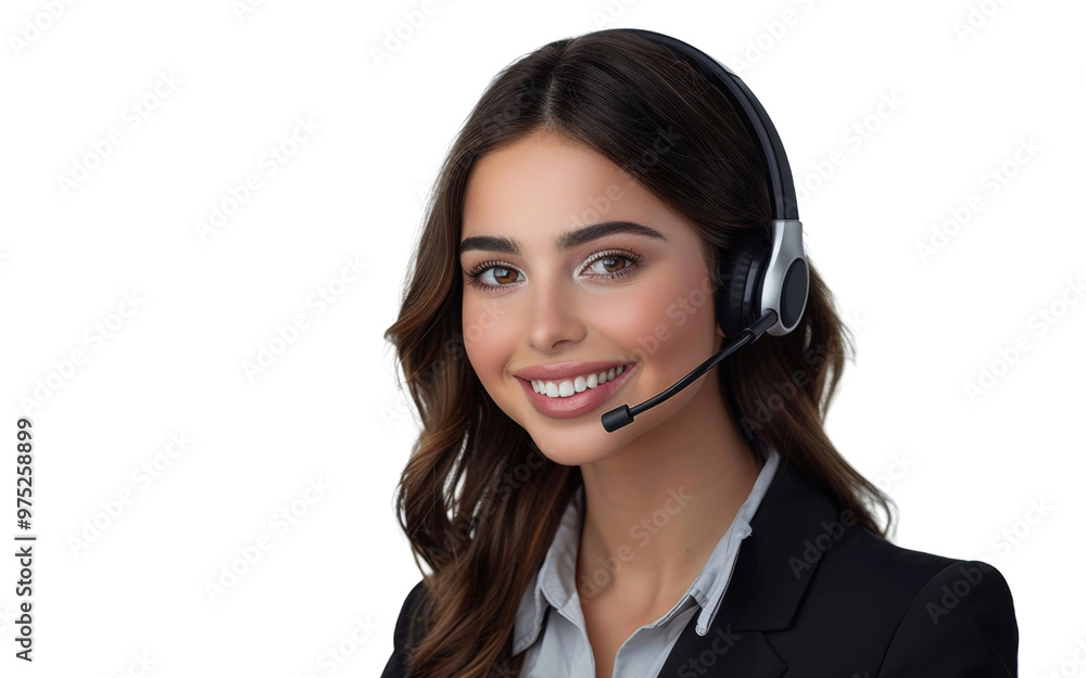 A woman wearing a headset and smiling A woman wearing a headset and smiling