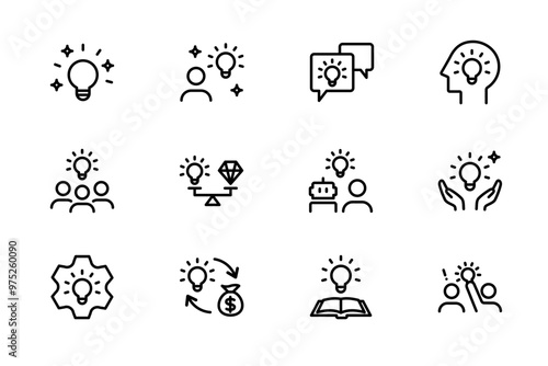 Creative idea icon set, Vector linear icons illustration.