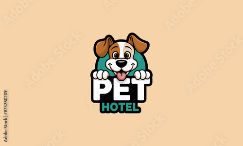 Friendly dog mascot for a pet hotel logo.