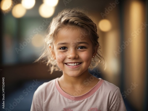 Little girl smiling on blurred background