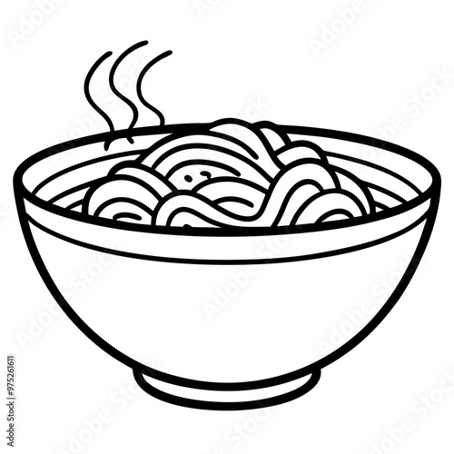 wok noodles outline coloring book page line art drawing