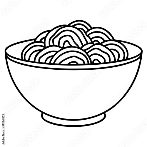 wok noodles outline coloring book page line art drawing