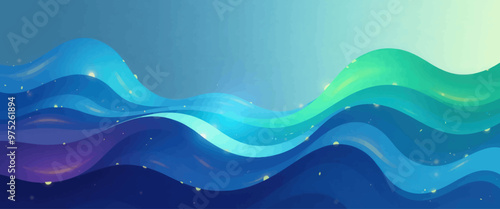 Wave-like pattern with blue, green, and purple hues