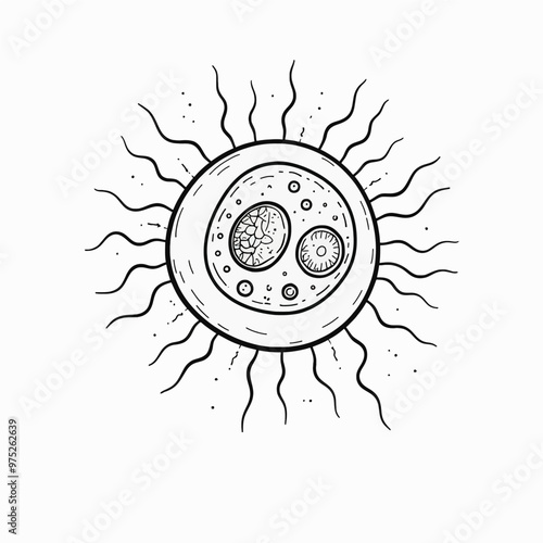 Sun with two planets orbiting around it photo