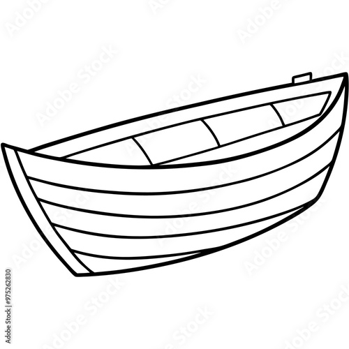 wooden boat outline coloring book page line art drawing