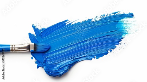 Blue Paint Stroke with Brus...