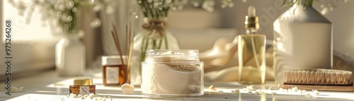 Glass Jar of Powder with Go...