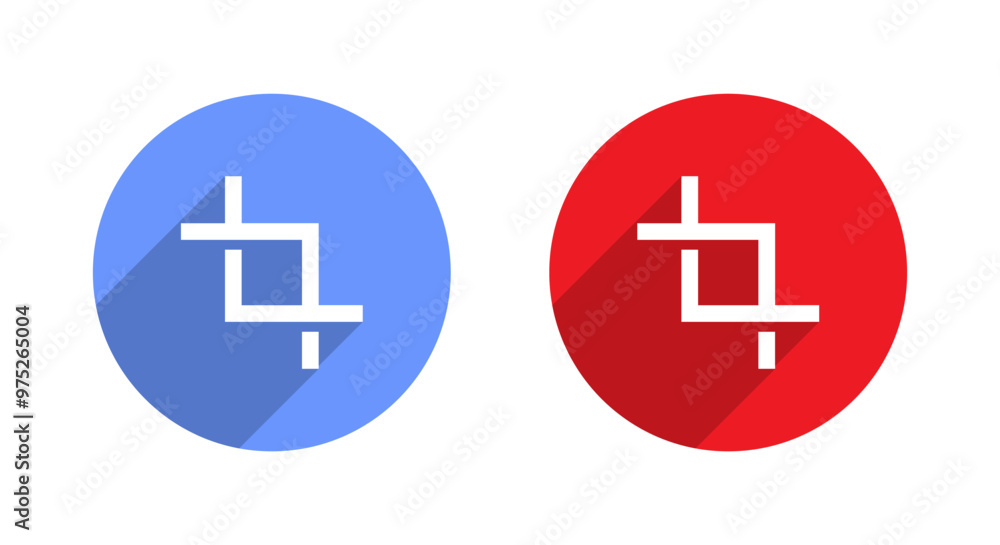 Crop icon with long shadow. Cropping concept Crop icon with long shadow. Cropping concept