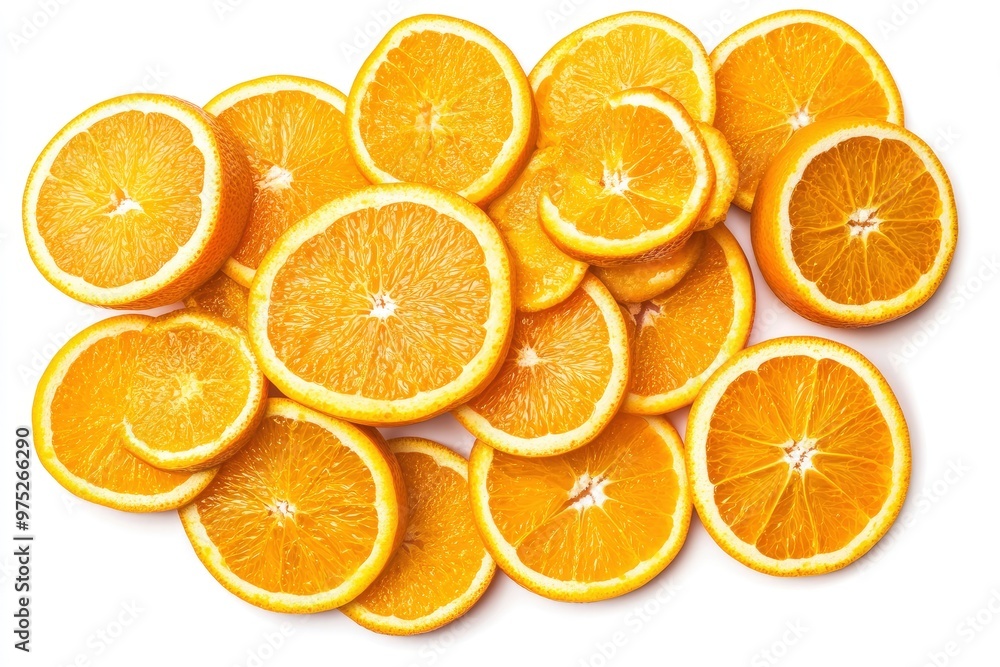 Fototapeta premium Orange slices. Fresh organic orange isolated on white background. Orange Collection, ai