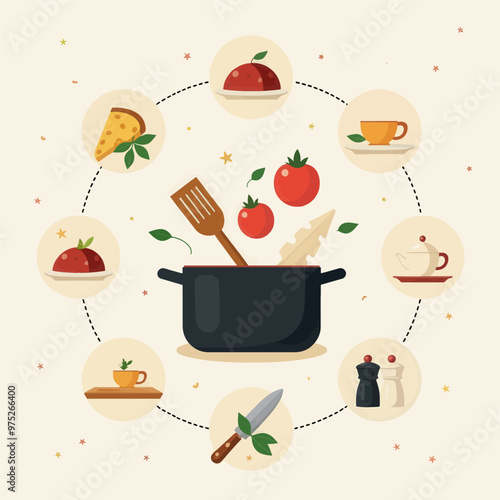 Food Preparation Circle Illustration